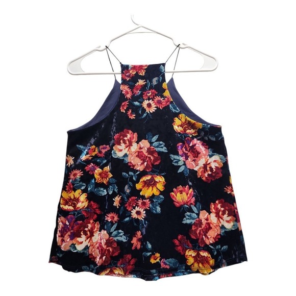 PaperMoon Basima Tank Top Y2K Floral Velvet Knit Back Detail Size S/M - Picture 2 of 7